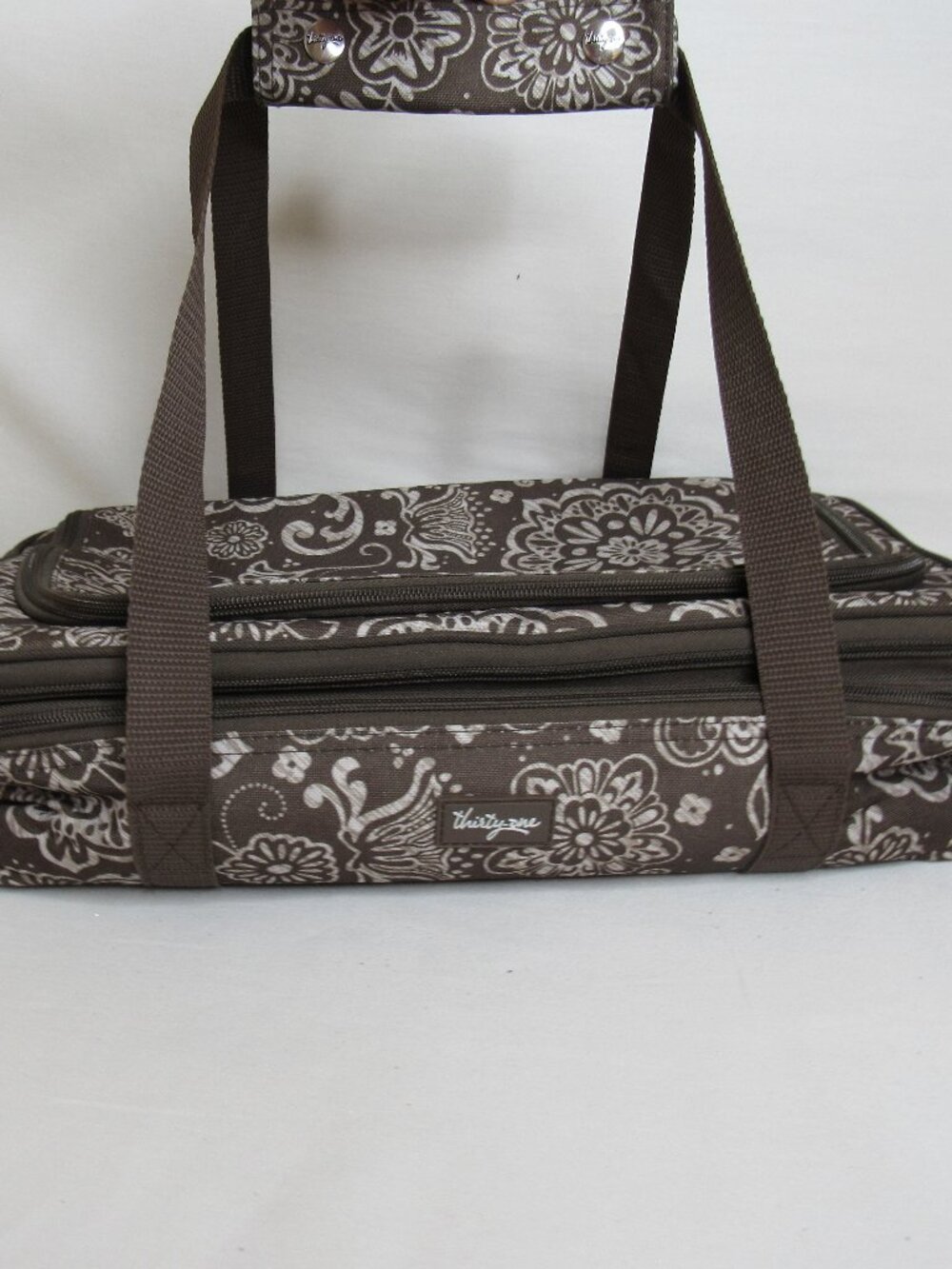 Thirty One Brown Woodlock Floral Expandable Thermal Casserole Carrier